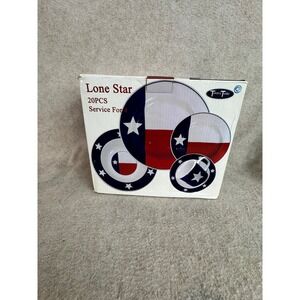 Lone Star Texas Flag 20 Piece Dinnerware Set Service for 4 Totally Today‎